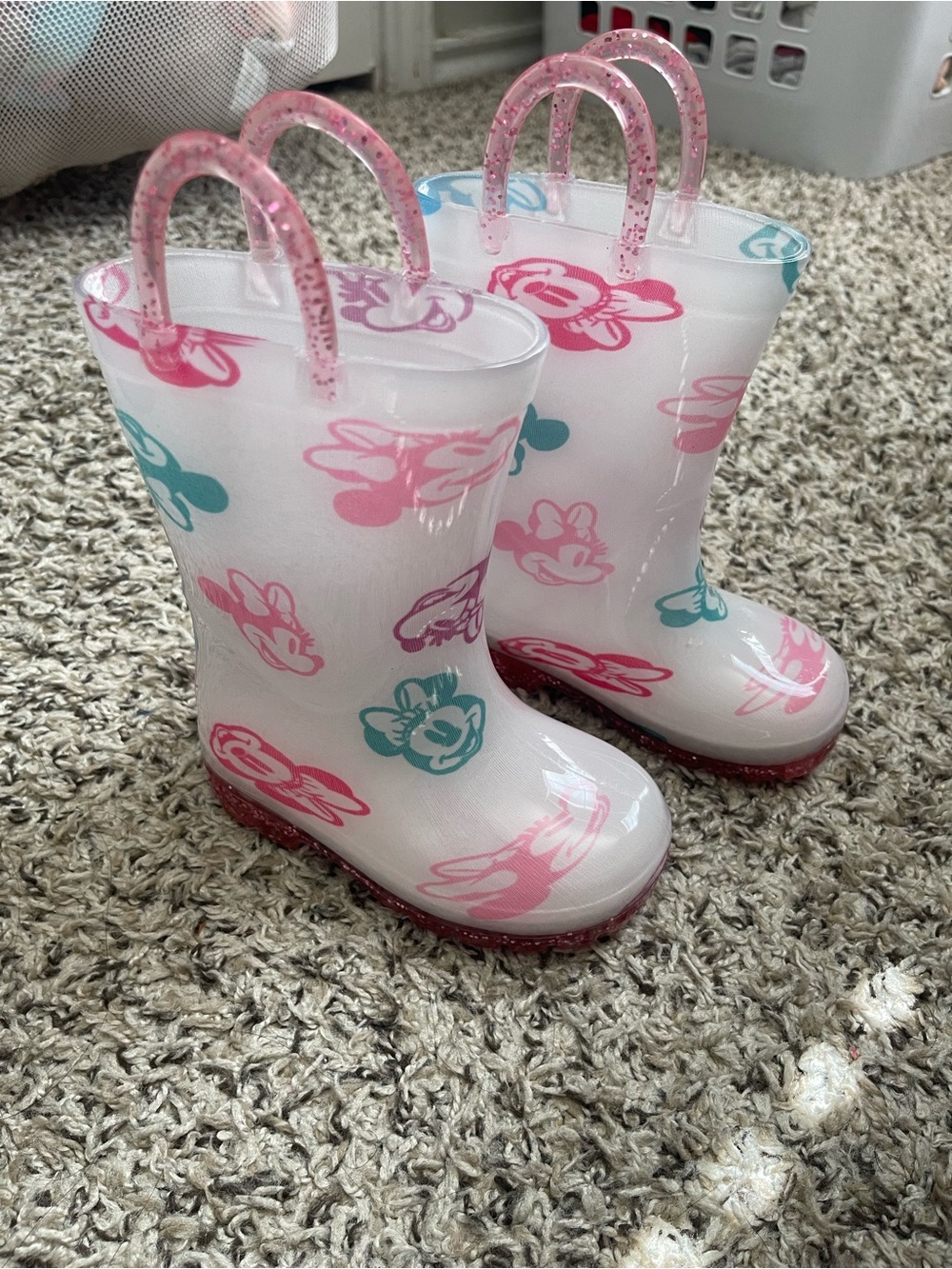 Old Navy Disney Girls' Minnie Mouse Rain Boots with Glitter Handles